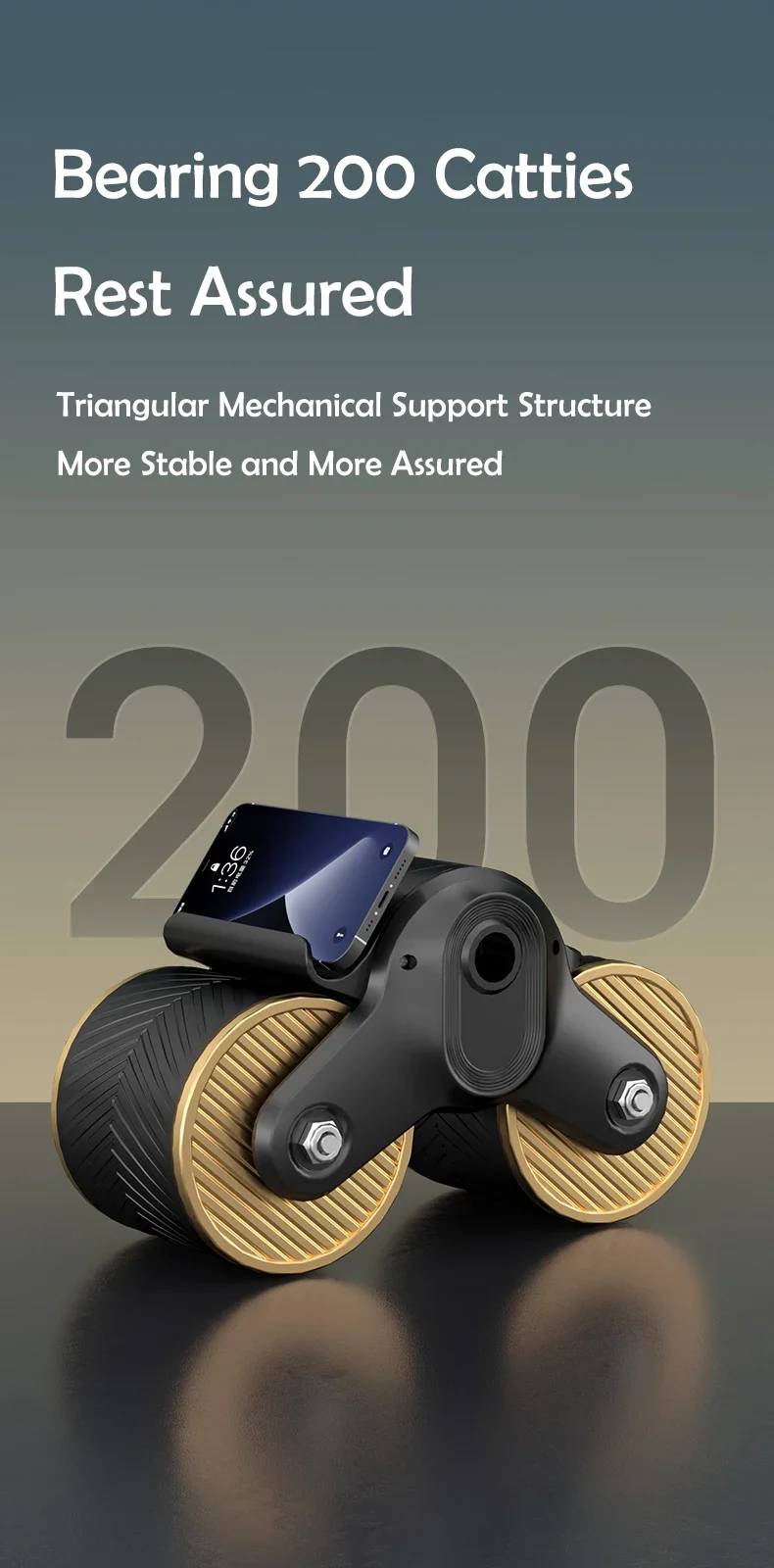 Neues Design, Smart Counting Ab Roller für das Core-Workout, automatisches Rückprall-Bauchrad mit Ellenbogenstütze_voghion.com