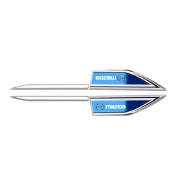 Set of 2 Metal 3D Decorative Blade Style Car Stickers Badges (Blue)