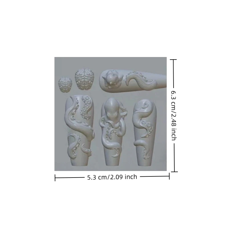 3D 네일 몰드 딥 씨 블루 링 문어 스탬핑 스텐실 UV 젤 폴리쉬 아트 몰드 실리콘 조각 도구 DIY 디자인 네일 참