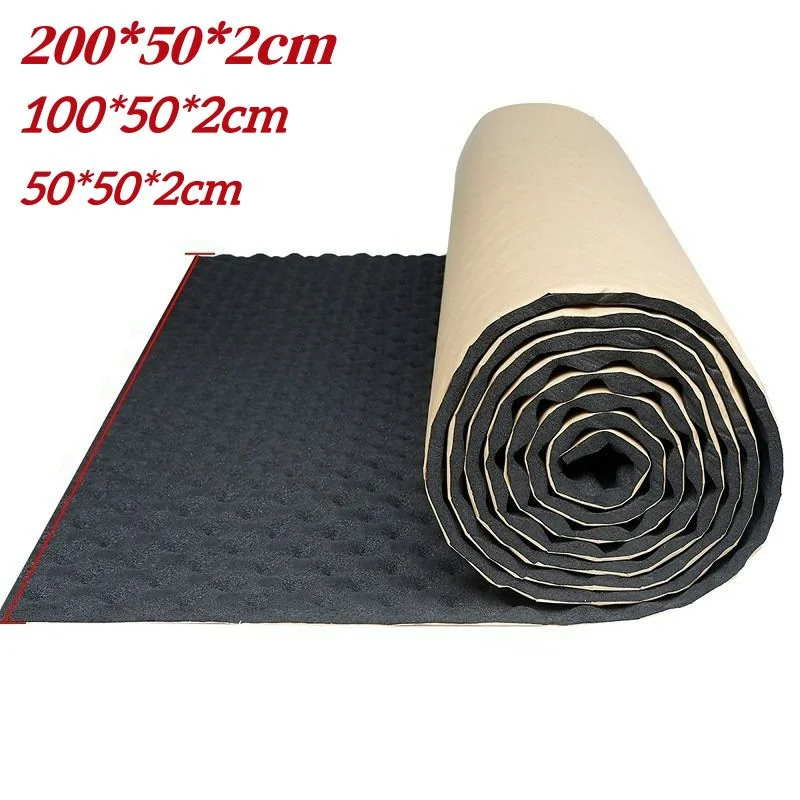 Car Self Adhesive Sound Proof Foam 200/50cm Wavy Rubber Foam Cotton Acoustic Soundproof Insulation Mat Office Car Accessories