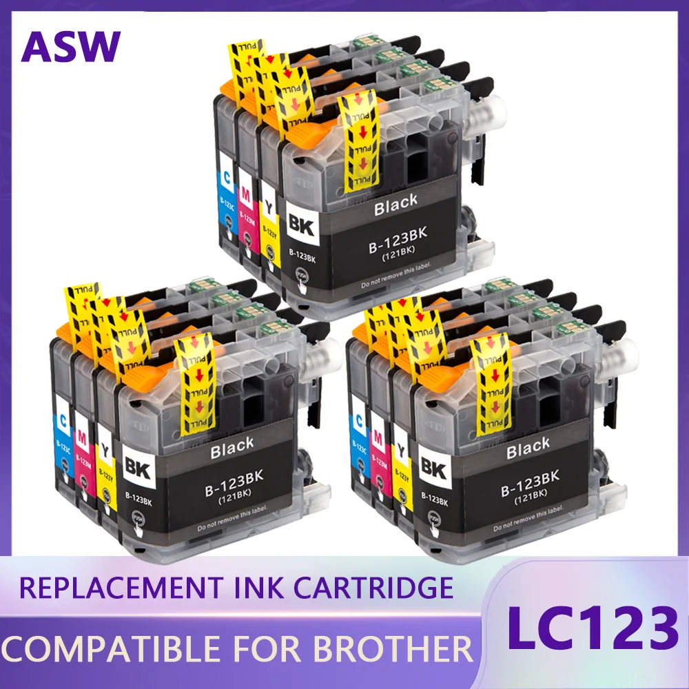 12PK Brother LC123 Ink Cartridge Compatible MFC-J4510DW MFC-J4610DW Printer Ink Cartridge LC 123 MFC-J4410DW J4710DW printer supplies ink cartridge inkjet ink cartridge