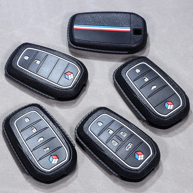 2024 Toyota Rav4 Key Fob Cover Black Leather Key Fob Case Cover For Toyota Camry, Corolla, RAV4, 4Runner - 4 Button Style Toyota Key Fob Replacement