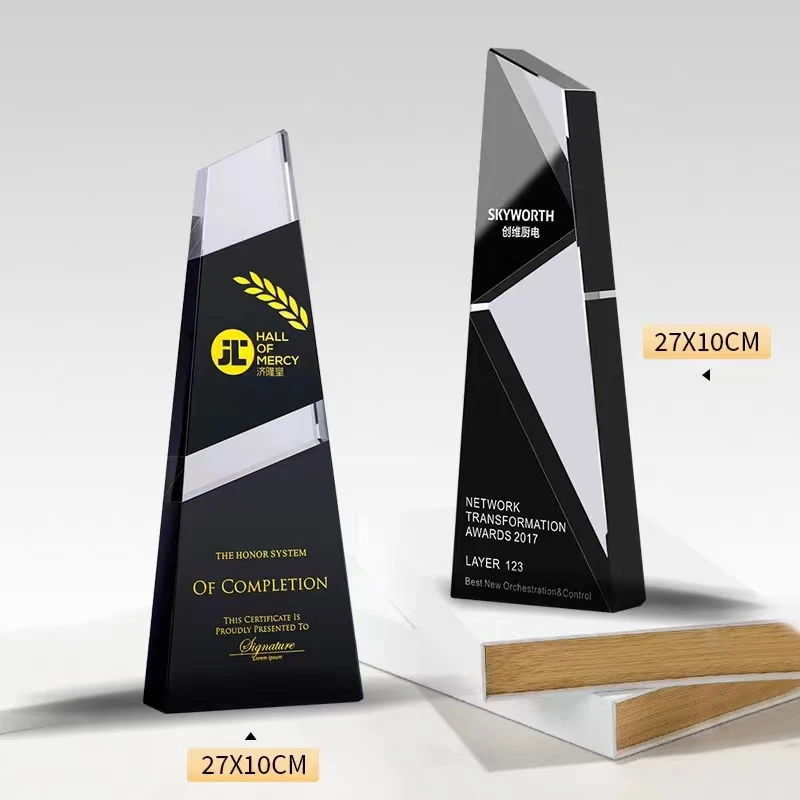 Top Grade Black and Clear Crystal Trophy, Personalizado, Personalização, Gravar Logotipo, Texto, Honra, Prêmio, Prêmios, Filme, Música Prêmio