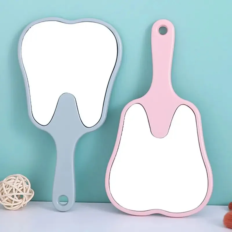 Tooth Shaped Handheld Mirror Cute Makeup Mirror Hand Held Dental Mirrors With Handle High Definition Makeup Hand makeup mirror