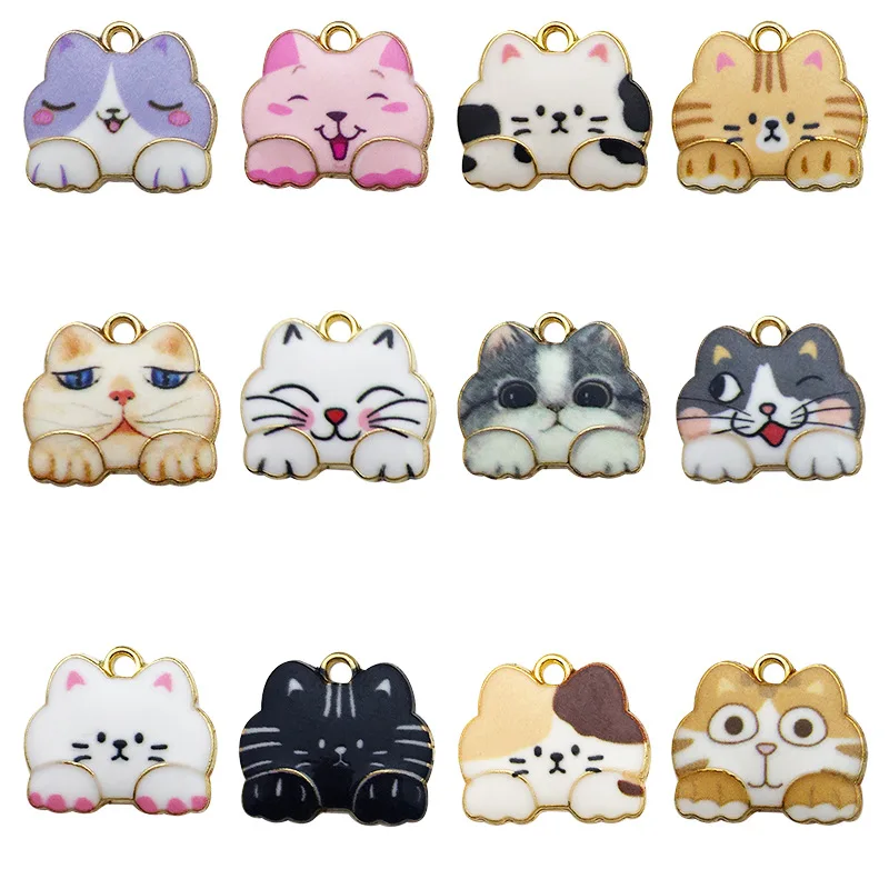 Westingmanual Cute Cat Charms, 22 Pcs Enamel Cat Charms for