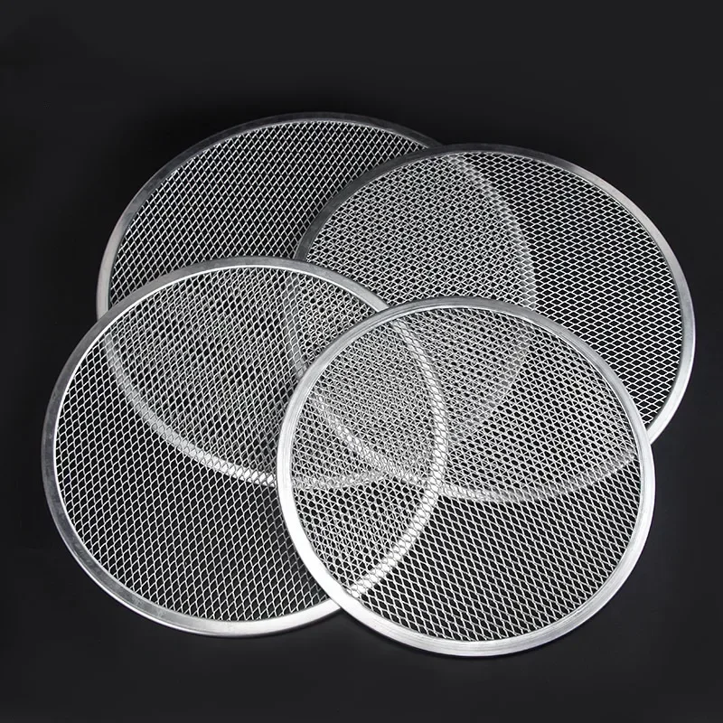 Pizza Bakeware 6-14 Inch Pizza Screen Pan Metal Net Non Stick Baking Tray New Seamless Aluminum Metal Net Bakeware Kitchen Pizza Tools