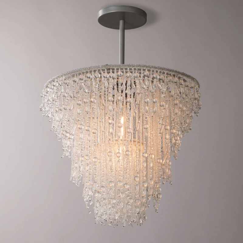 

American retro simple beaded ceiling lamp princess bedroom dream personality jellyfish hanging dual purpose lamp