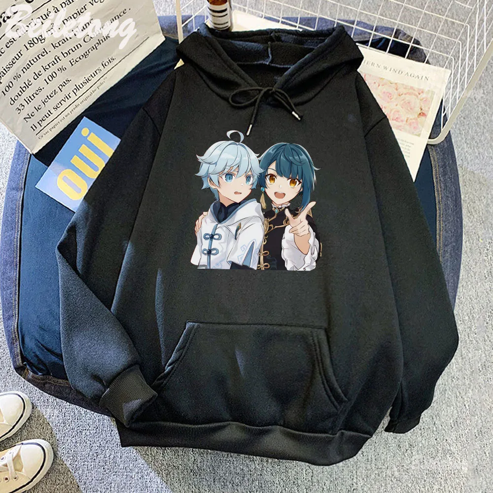 

Xingqiu and Chongyun Genshin Impact Anime Hoodie Streetwear Women Cartoon Print Clothes for Giirls Harajuku Sweatshirt Pullovers