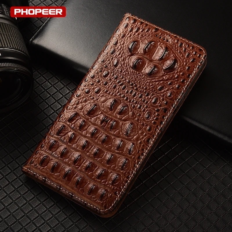 Luxury Genuine Leather Flip Magnetic Wallet Phone Case Cover