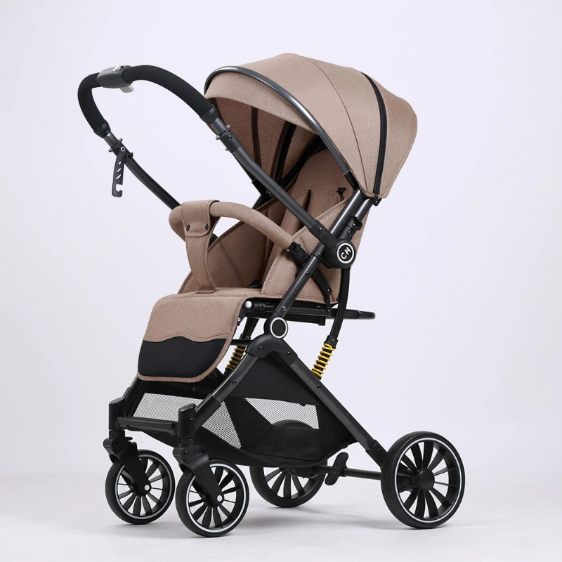 Two-way Stroller Lightweight Baby Carriage High View Newborn Can Sit or Lie Down Foldable with One Click