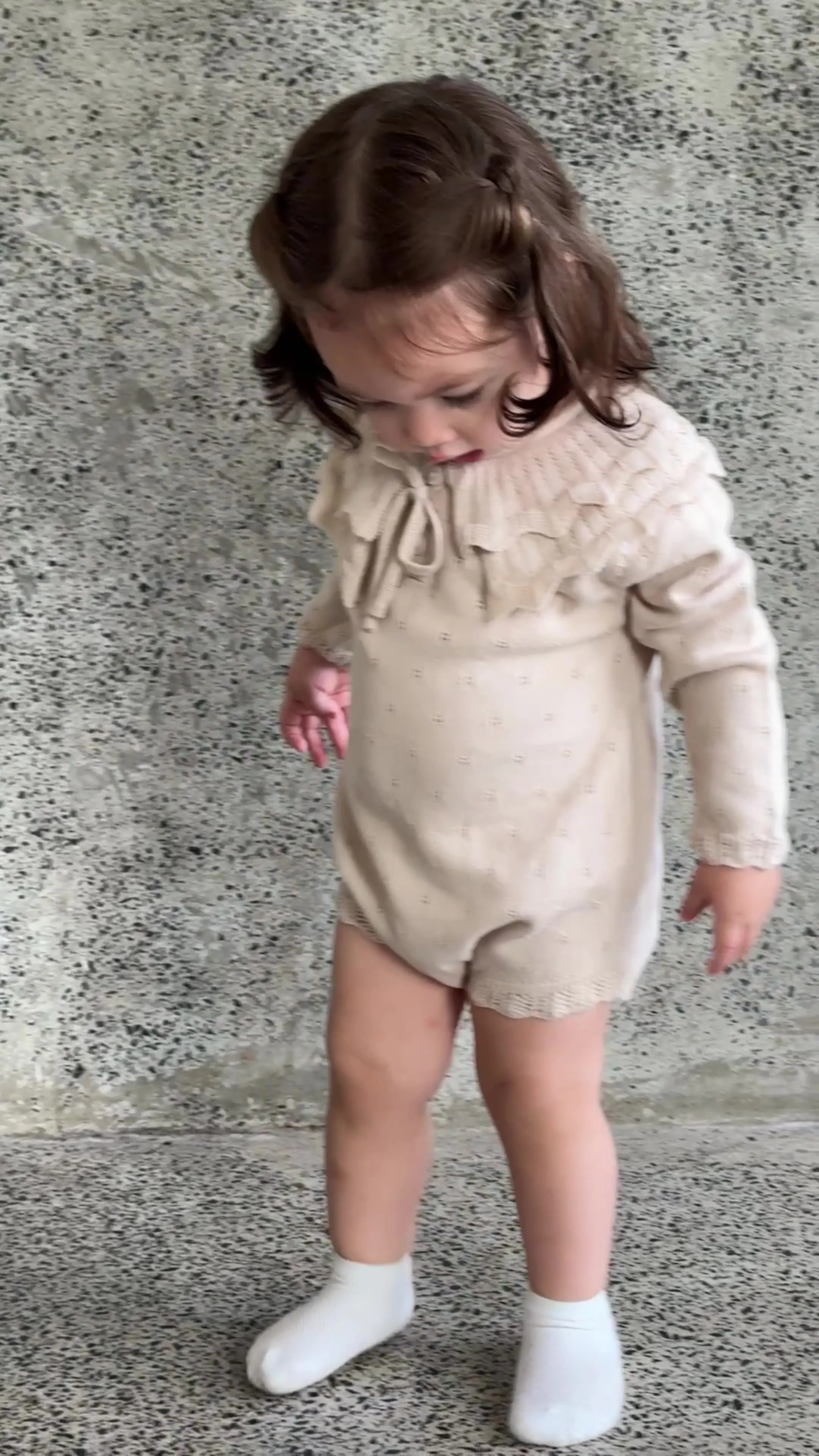 Baby Girls Knit Bodysuit Ruffle Collar One Piece