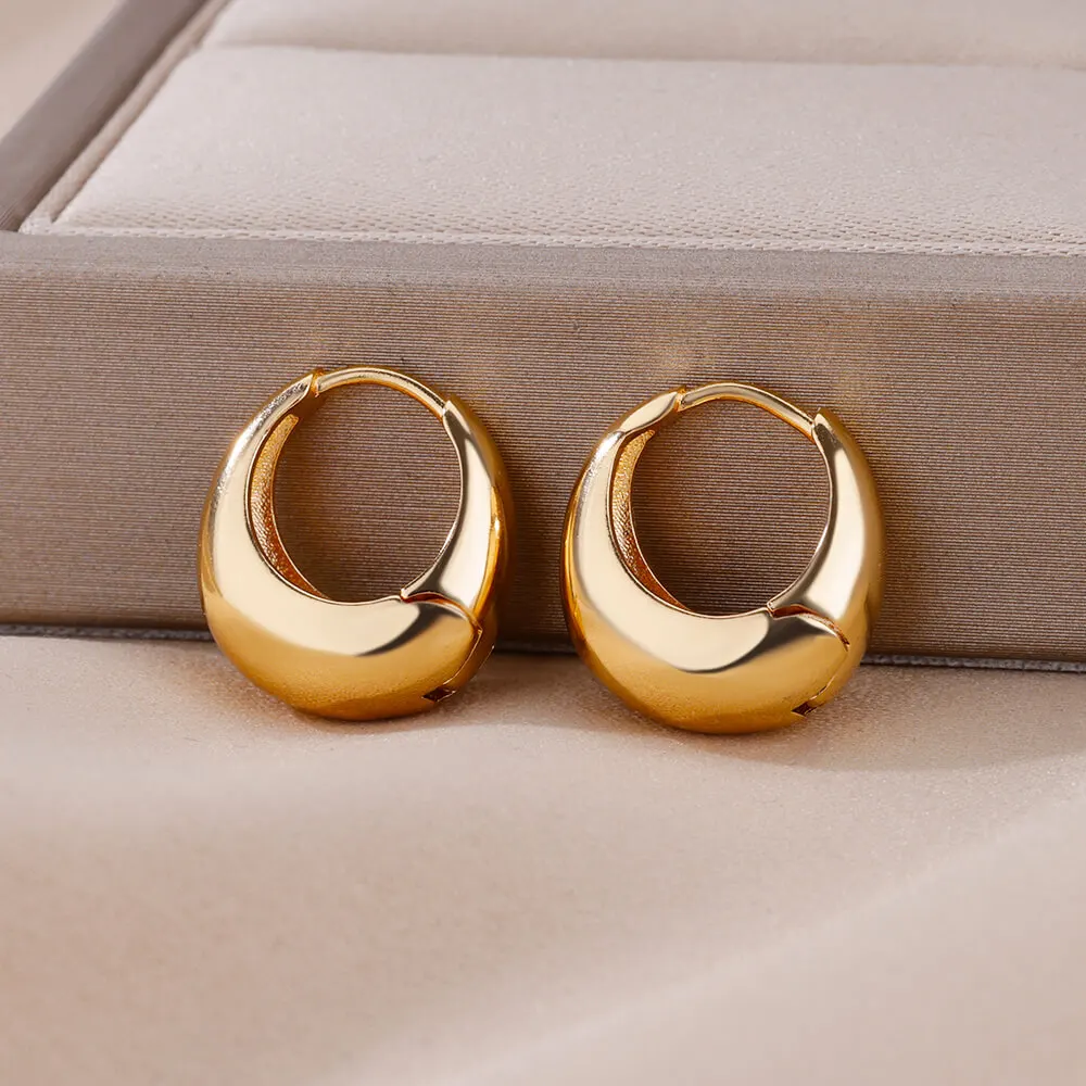 8YEARS Orecchini A Cerchio Grossi Placcati Oro 18kt - 18/20/24 Mm, Ipoallergenici, Acciaio Inox, Regalo