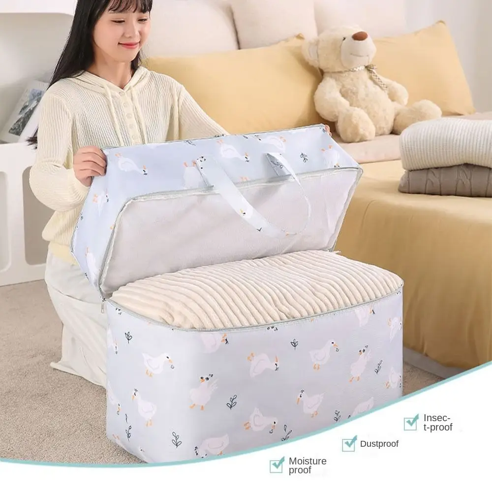 

With Handle Quilt Storage Bag Large Capacity Double Layer Wardrobe Sorting Storage Bucket Dustproof Moisture Proof