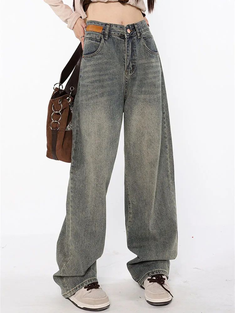 

Blue Women's Jeans High Waist Vintage Straight Baggy Denim Pants Streetwear Chic Design Fashion Wide Leg Trouser 2022 Autumn New