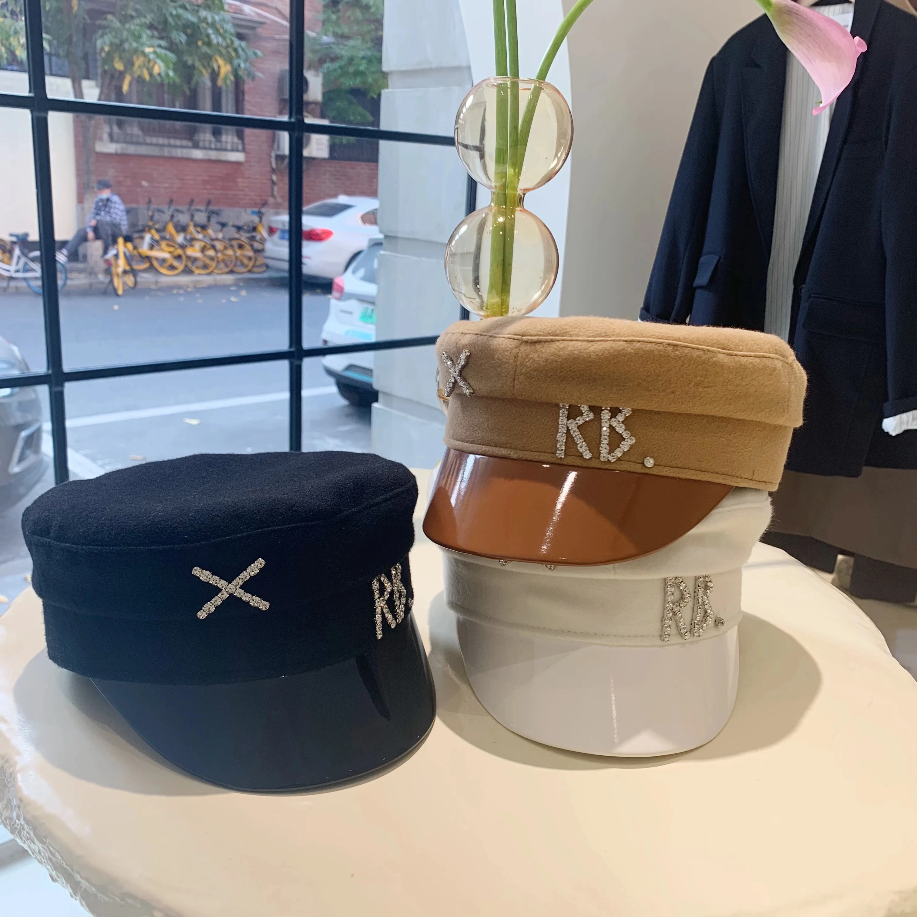 Brand Designer Women Hats Crystal Baker Boy Hat Wool Newsboy Caps Female Flat Militray Caps Visor S-XL cotton newsboy cap