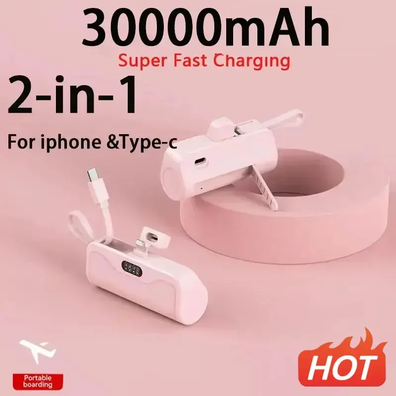 22W Powerbank 30000Mah Mini Portatile Super Veloce Ricarica Batteria Esterna Powerbank Type-C Ios Per Iphone Samsung Huawei Xiaomi