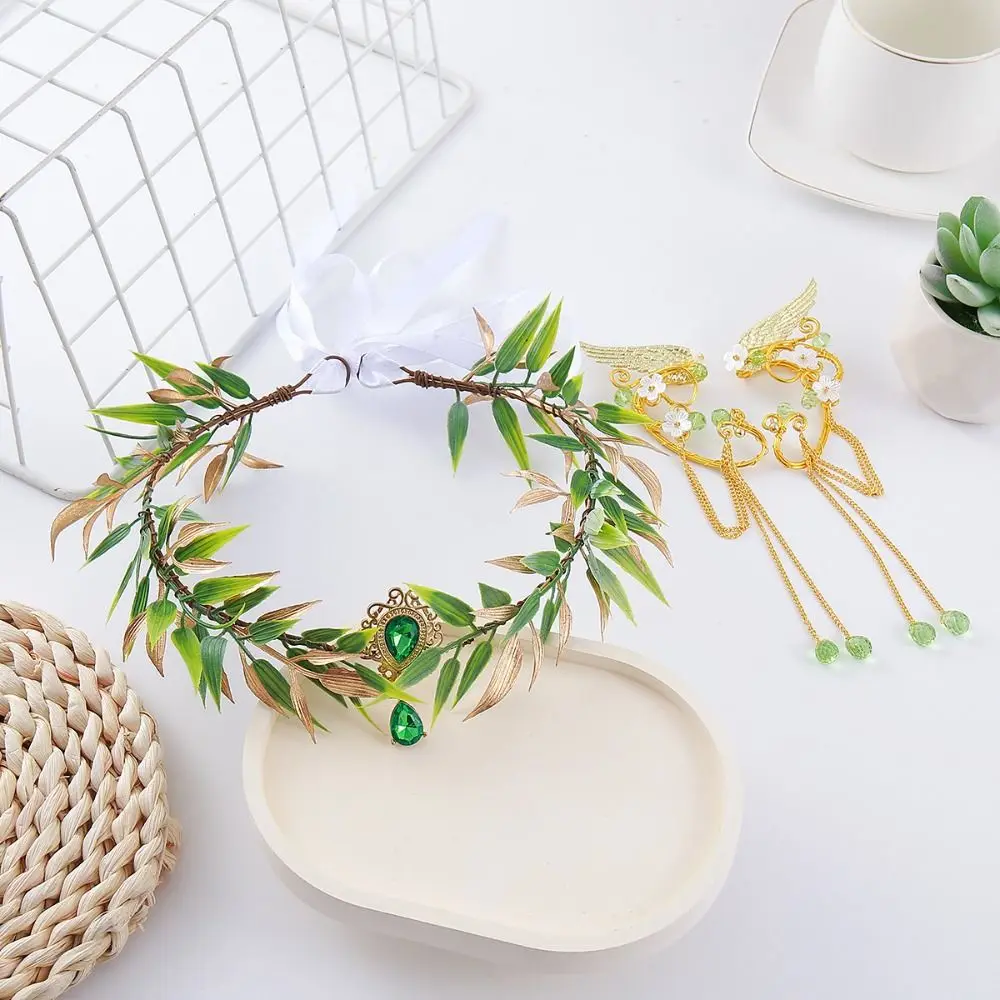 Vintage Blumenfee Blumenblatt Krone Blatt Girlande Elf Kopfschmuck Boho Elfen Prinzessin Tiara für Cosplay Fotoshooting Hochzeit – Detail 8