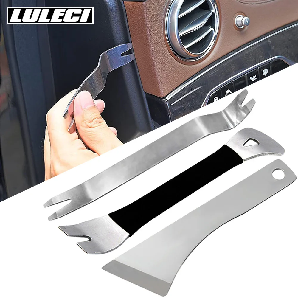 

LULECI Stainless Steel Auto Trim Removal Tool Car Door Panel Audio Radio Removal Tools Kit Automotive Pry Tools Kits Repair Kit