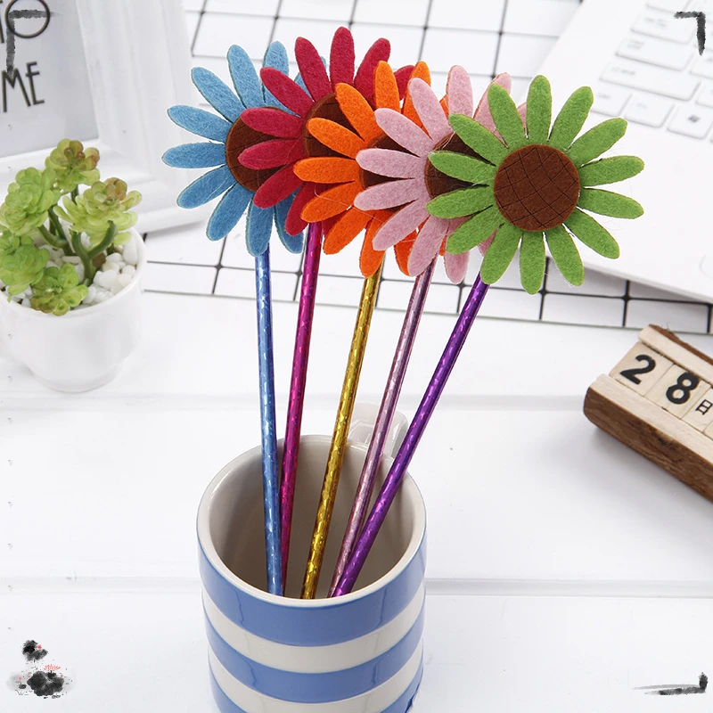 

48 Pcs Creative Sunflower Ballpoint Pens Set Small Flower Blue Ink Ballpoint Pen Student Stationery Prize