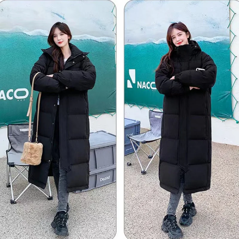 

Warm winterfashionabletrendyWhite Duck down Long down Jacket Women's over the Knee Hood Thickened Men's and Women's Same Style C