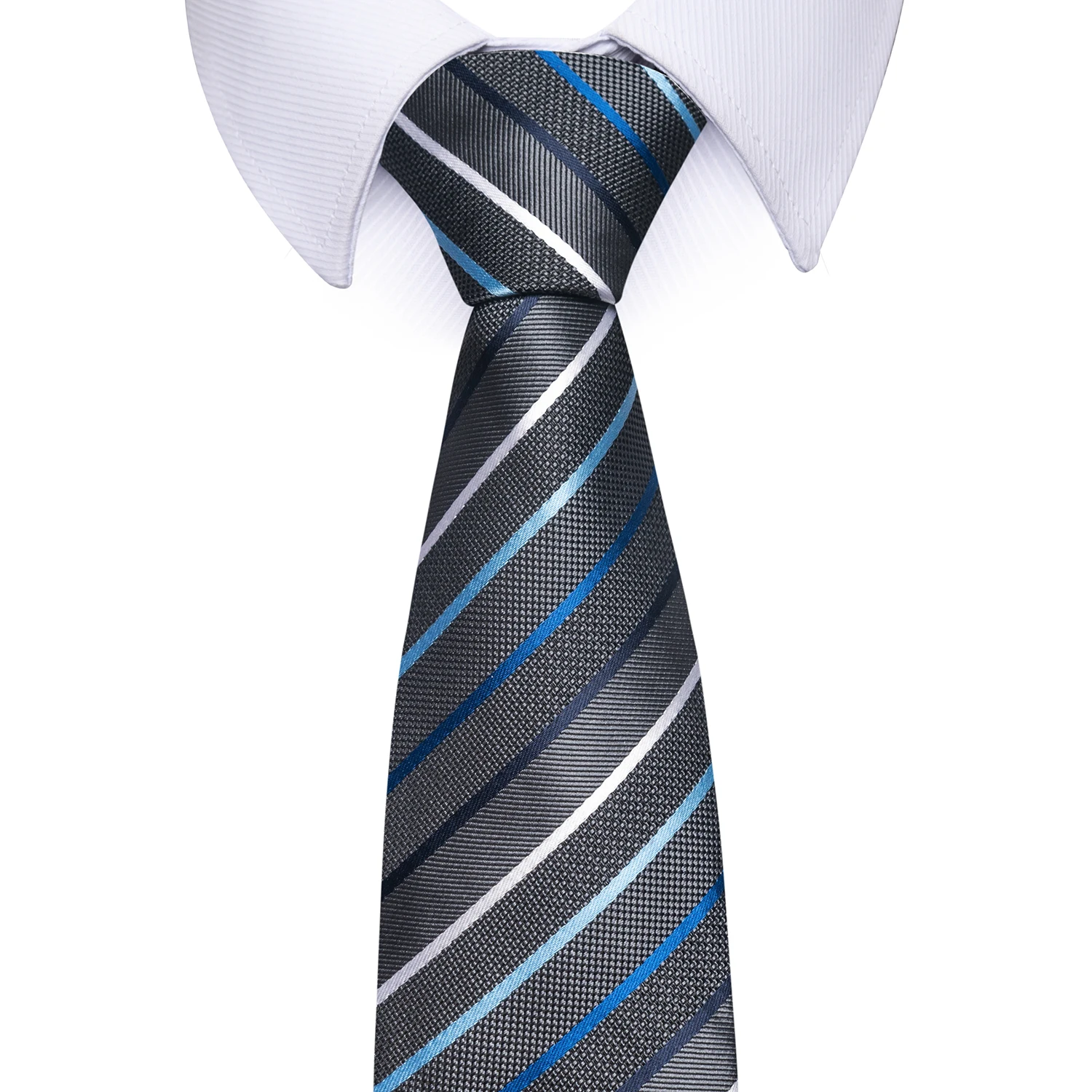 Brand Classic Grey Plaid 8 cm Silk Tie For Men Suit Accessories Wedding Gravatas Fit Workplace Birthday Gift Neck Tie