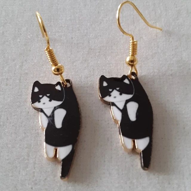 Dangling Cat Earrings Dangle Cat Earrings Kawaii Jewelry Kitsch Earrings Aesthetic Jewelry 5