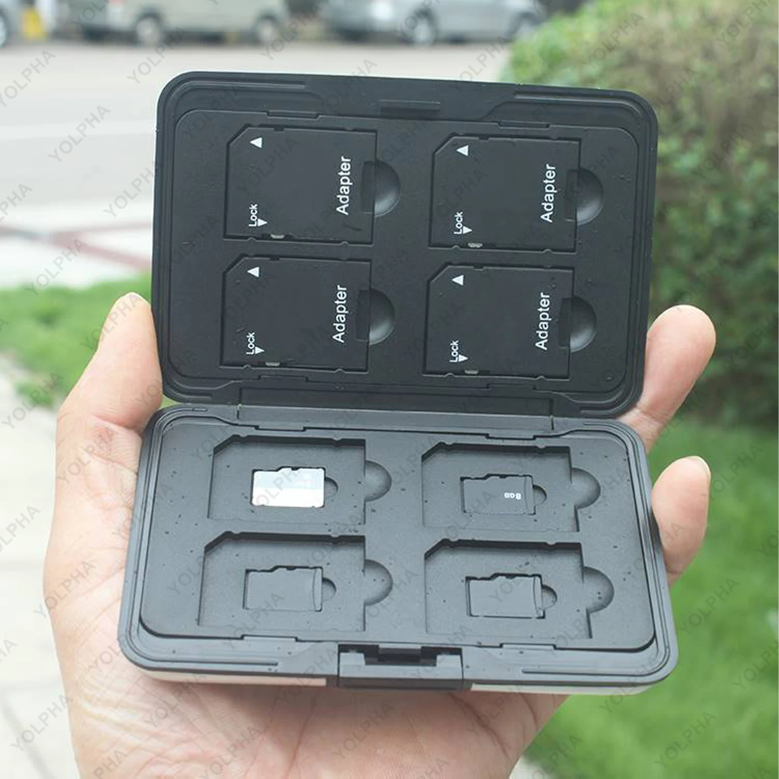 Custodia In Alluminio Per Schede Di Memoria – 8 Slot SD E 8 Slot Micro SD – Antiuuto E防水 (nero)