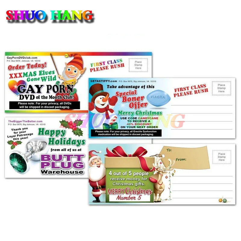 Adult PRANK Mail Postcards FUNNY GAY PORN Joke Gag Gift Christmas Cards Sticker Vinyl Decal