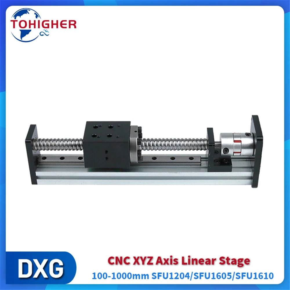 Curso Elétrico Mesa Deslizante Cnc Impressora 3d Guia Linear Estágio Mgw12r Alumínio Ferroviário Sfu1605 1610 1204 Ballscrew 100 1000 mm