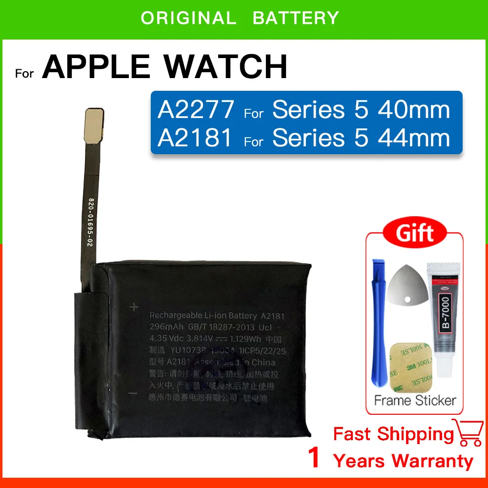 

New Genuine Replacement Battery For Apple Watch Series SE 4 5 6 GPS LTE Bateries IWatch S4 S5 S6 40mm 44 mm Batteria +Free Tools