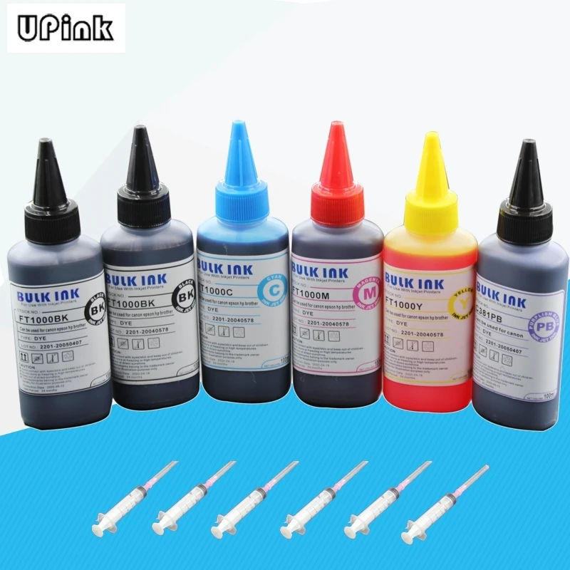 6 x 100ML Universal Refill Ink kit for Canon TS8250 TS8251 TS8252 TS8350 TS8351 TS8352 TS9150 TS9155 ink cartridge and ciss