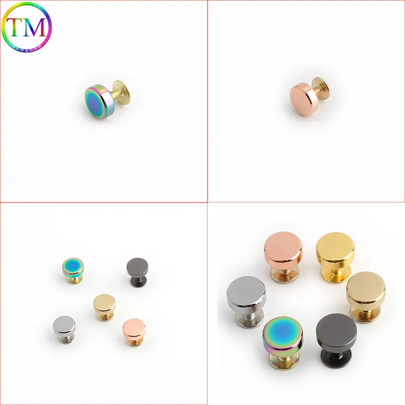 Metal Rivets Studs Round Nail Chicago Screw Leather Craft Belt Strap Rivets Solid Nail  For Craft Wallet Bag Clothes Accessories
