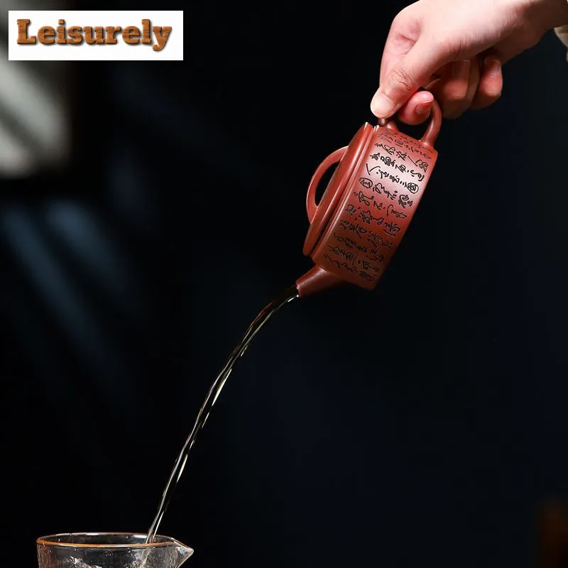 190ml Creative Yixing Purple Clay Teapots Handmade Large Caliber Pot Raw Ore Dragon's Blood Sand Tea Making Kettle Zisha Tea Set