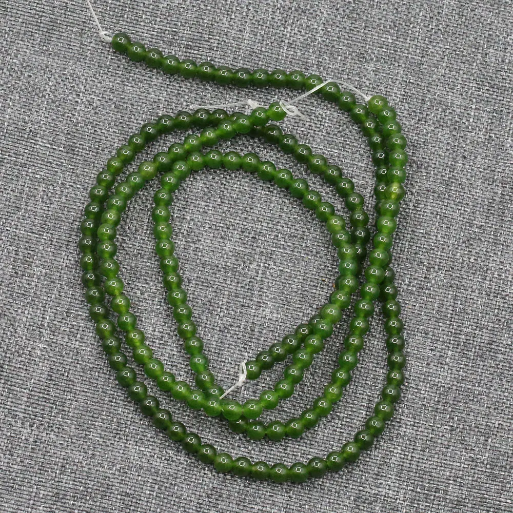 APDGG 4mm 5 Strands Green Jade Smooth Round Beads Gemstone Beads 15