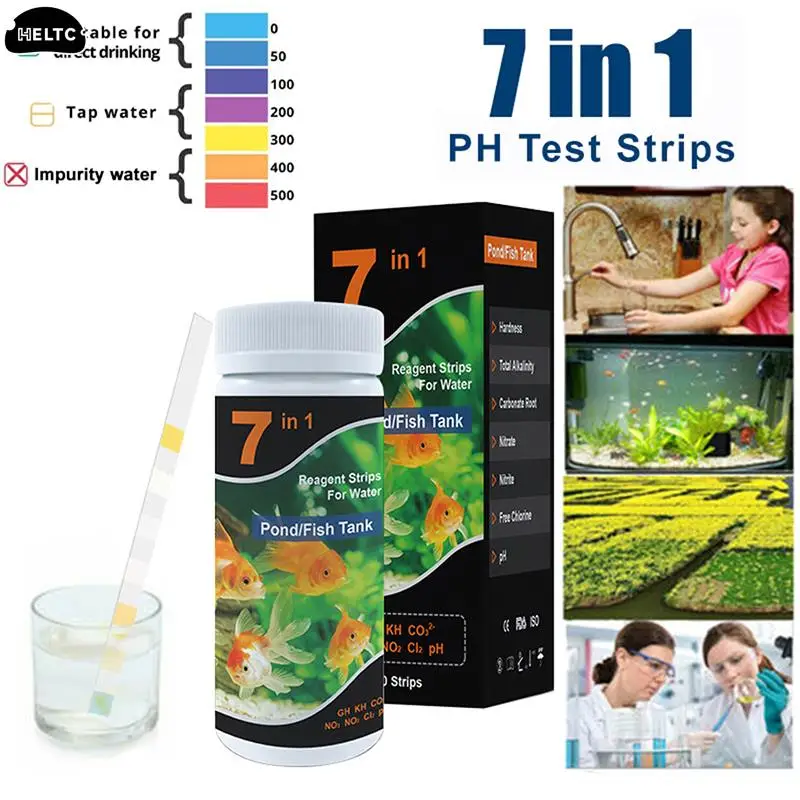 50/100 Pieces/tube Aquarium Testing Kit For Freshwater Saltwater Pond Test Strips For Fish Tank Testing Fresh And Salt Water