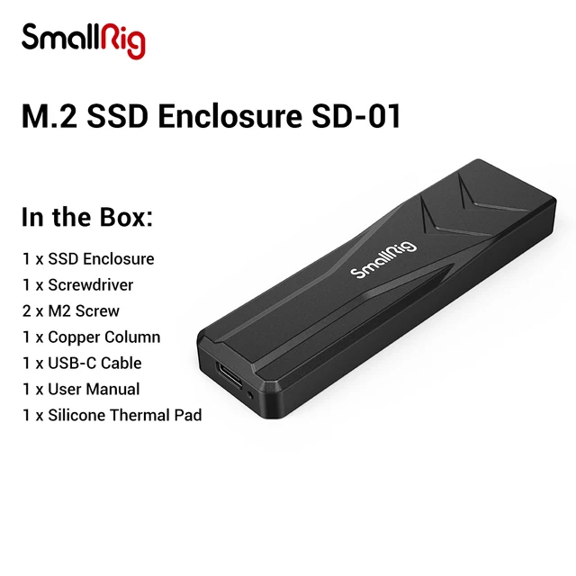 SMALLRIG M.2 SSD NVME&SATA Dual-Protocol Enclosure SD-01,USB 3.1 Gen2 ...