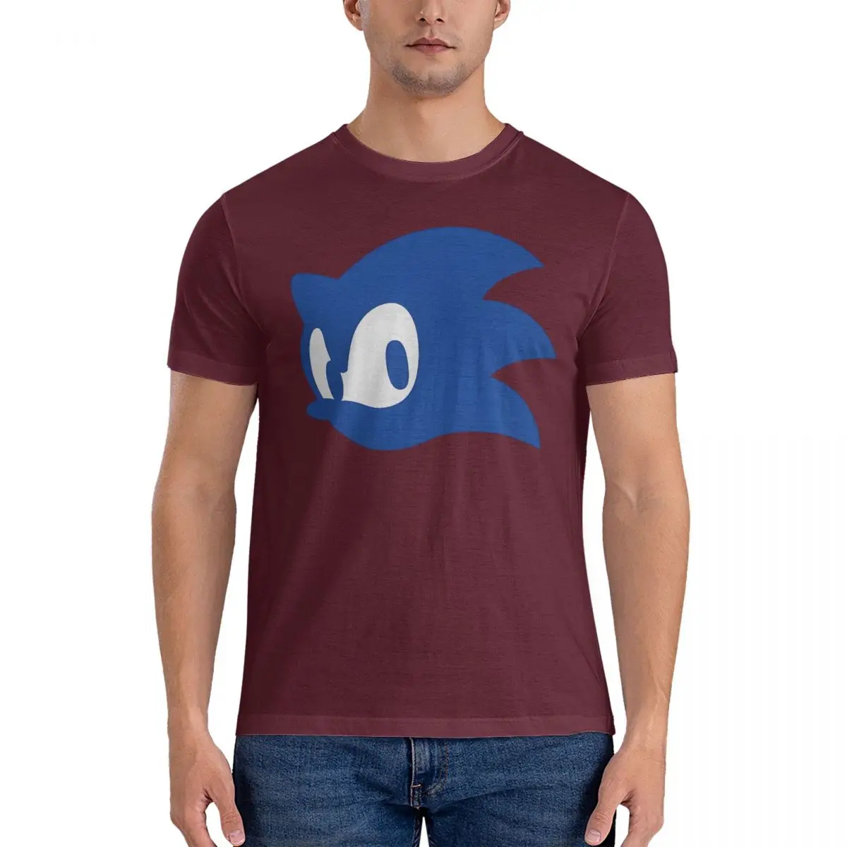 thumbnail image 1 of Camisetas con el logotipo de la cabeza para hombre, camiseta divertida de Sonic, camiseta de manga corta con cuello redondo, ropa de algodón puro recién llegada, 1 of 5