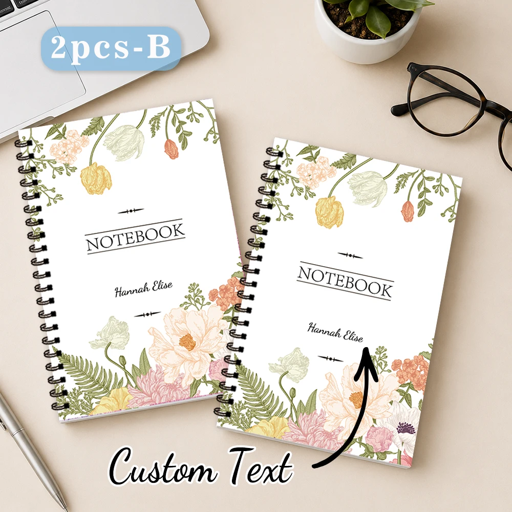 1개/2개, 맞춤형 꽃무늬 노트, DIY 텍스트, 50매, 여행 및 일기장에 적합, 노트/다이어리/스프링 노트.