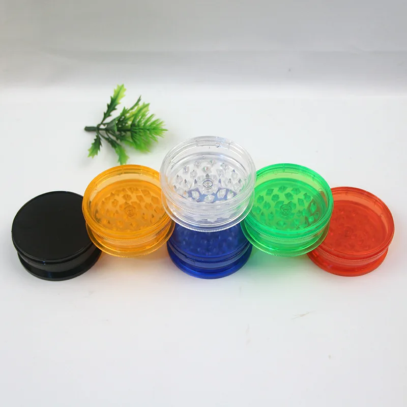 60mm 2 Layer Plastic Tobacco Herbal Grinder Accessories Cigarette Crusher Display Box Cutter Mill for Smoking herb grinder