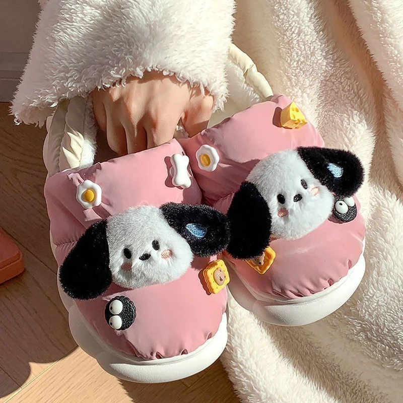 

Sanrio Pachacco зимние тапочки обувь Плюшевые игрушки аниме мультфильм для помещений хлопок кавайные теплые дети взрослые Рождественский подарок