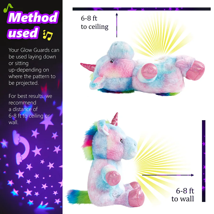 Unicorn Doll Toys Projector LED Light Stuffed Animals Colorful Multiple mode projection Stuffed Birthday Gift for Girls 28cm plush toy