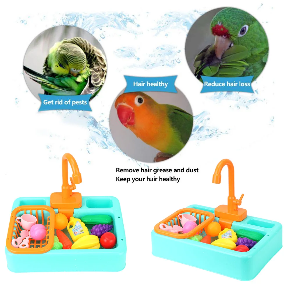 Parrot Paddling Pool Bird Feeder Automatic Parrot Bathtub Swimming Pool Faucet Bath Shower Water Dispenser