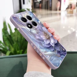 Pearlescent Flower Silicone Phone Case Cover for Poco F6 Pro (Light Purple)