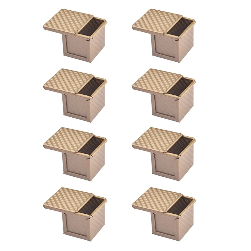 Padella Quadrata 8X Con Coperchio Stampo Per Toast Teglia Per Pane Padella Per Pane Con Coperchio Mini Scatola Per Toast Quadrata Antiaderente