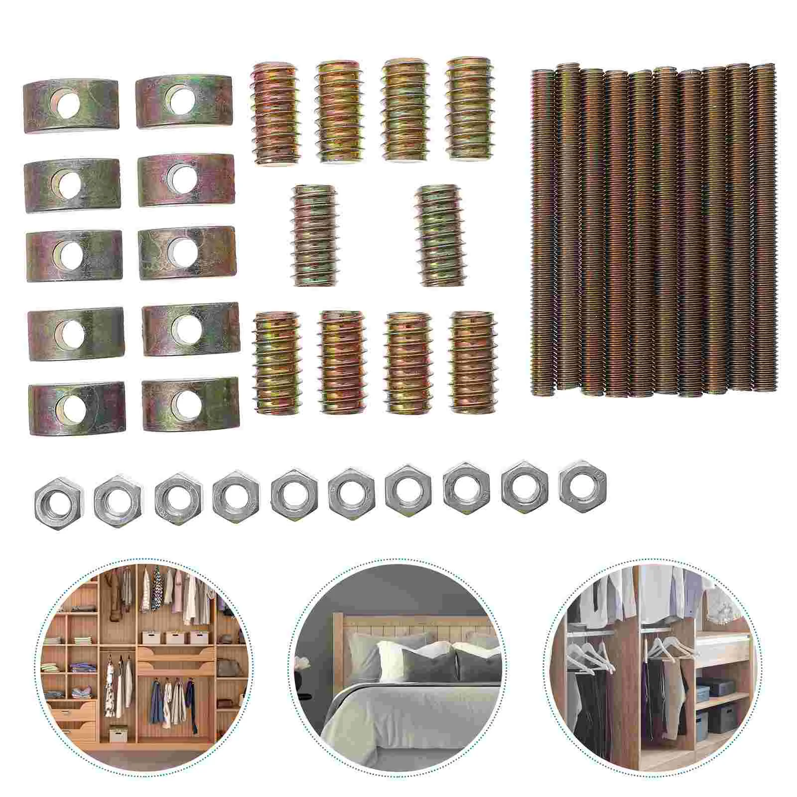 초승달 모양의 다리미 목재 패스너, 가구 조립 액세서리, 4 in 1 커넥터, 10 세트