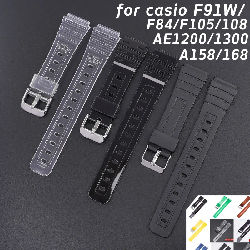 Per Casio Watch Band Sport Tpu Bracciale Per F91W F84 F105/108/A158/168 Ae1200/1300 Cinturino Di Ricambio Da 18Mm