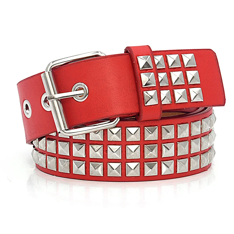 men's belts GAOKE Pyramid Fashion Rivet Belt Men&Women's Studded Belt Punk Rock With Pin Buckle Hardware Jeans Designer Female Waist Belts mens dress belts