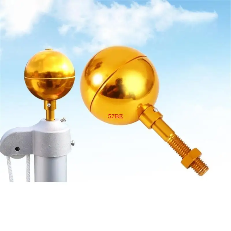 57BE Poles Toppers Sphere Ornament Gold Aluminum Flagpole Sphere Toppers Ornament Weather proof Designs For Outdoor