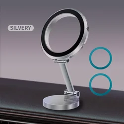 360° Rotating Magnetic Ring Phone Holder - Premium Aluminum Alloy, Foldable Design (Silver)