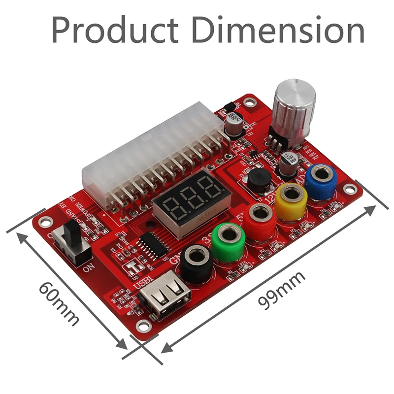 Atx-ajustável Power Supply Breakout Board Acrílico Case Kit Módulo Adaptador Conector de Alimentação Suporta 3.3v 5v 12v 1.8v10.8v 24pin - Imagem 3
